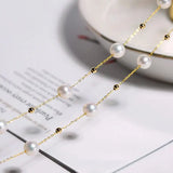 5A+ High Luster White Pearl Handmade 18k Solid Yellow Gold Necklace, Freshwater Pearl Choker, White Pearl, Beaded Choker, Gift Idea Etsy
