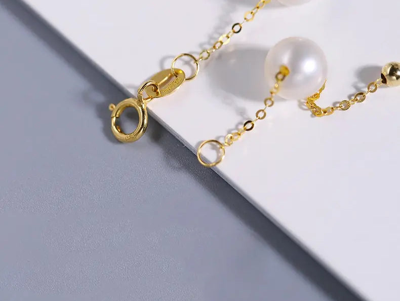 5A+ High Luster White Pearl Handmade 18k Solid Yellow Gold Necklace, Freshwater Pearl Choker, White Pearl, Beaded Choker, Gift Idea Etsy