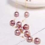 18K Gold Pearl Necklace - Purple Rose Beaded Choker Etsy