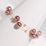 18K Gold Pearl Necklace - Purple Rose Beaded Choker Etsy