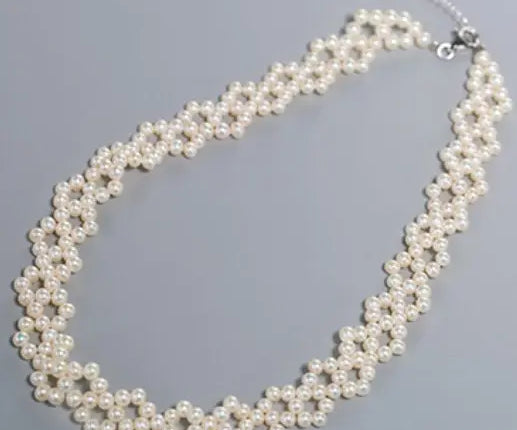 5A+ High Luster White Pearl Handmade Silver 925 Beaded Pearl Necklace, Freshwater Pearl Choker, Pink Pearl, Beaded Choker, Gift Idea Etsy