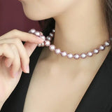5A+ 10mm High Luster Colorful Pearl Handmade 14k Solid Yellow Gold Beaded Pearl Necklace, Freshwater Purple Pearl, Pink Pearl, Gift Idea Etsy