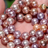 5A+ 10mm High Luster Colorful Pearl Handmade 14k Solid Yellow Gold Beaded Pearl Necklace, Freshwater Purple Pearl, Pink Pearl, Gift Idea Etsy