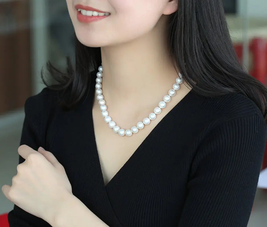 11mm Natural High Luster White Pink Pearl Handmade Silver 925 Beaded Pearl Necklace, Freshwater Pearl Choker, Akoya Pearl, Beaded Choker Etsy