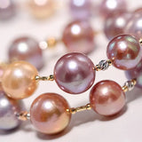 5A+ 13mm Huge Colorful Pearl 14k Solid Yellow Gold Beaded Pearl Necklace, Freshwater Purple Pink Pearl Etsy