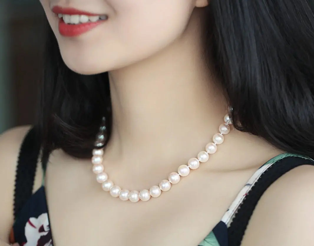 12mm Freshwater Pearl Necklace - Silver 925 Strand Choker Etsy