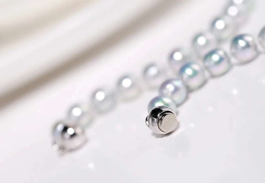 AAA+ Natural Akoya Silver Pearl Necklace - 7mm Grey Pearl Strand Etsy