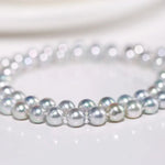 AAA+ Natural Akoya Silver Pearl Necklace - 7mm Grey Pearl Strand Etsy