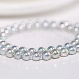 AAA+ Natural Akoya Silver Pearl Necklace - 7mm Grey Pearl Strand Etsy