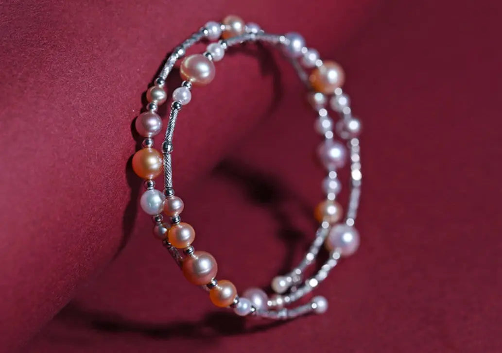 3-6.5mm Natural Colorful High Luster Pearl Beaded Bracelets, S925 Bracelets Akoya Pearl, Golden Pearl Bracelets Etsy