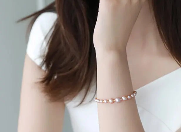 Colorful Purple Pearl Strand Bracelet - 18K Yellow Gold Etsy