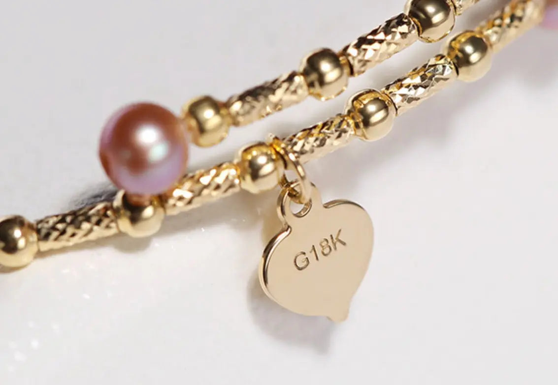 Colorful Purple Pearl Strand Bracelet - 18K Yellow Gold Etsy