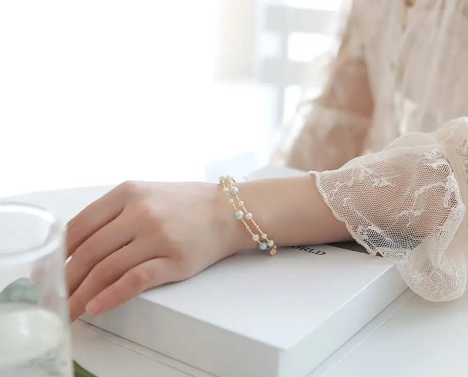 5A+ Natural Golden Pearl 3.5-6.5mm Handmade 18K Yellow  Gold Bracelets, Seawater Pearl, Gift for Her, Golden Pearl, Gift Idea Etsy