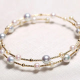 5A+ Natural Golden Pearl 3.5-6.5mm Handmade 18K Yellow  Gold Bracelets, Seawater Pearl, Gift for Her, Golden Pearl, Gift Idea Etsy