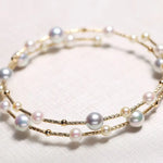 AAA+ High Luster Akoya Pearl Strand Bangles - 18K Yellow Gold Etsy