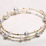 AAA+ High Luster Akoya Pearl Strand Bangles - 18K Yellow Gold Etsy