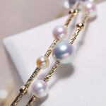 AAA+ High Luster Akoya Pearl Strand Bangles - 18K Yellow Gold Etsy