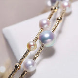 AAA+ High Luster Akoya Pearl Strand Bangles - 18K Yellow Gold Etsy