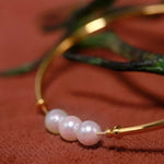 AAA+ 7mm Akoya Pearl Strand Bangles - 18K Yellow Gold Etsy