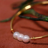 AAA+ 7mm Akoya Pearl Strand Bangles - 18K Yellow Gold Etsy