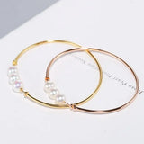 AAA+ 7mm Akoya Pearl Strand Bangles - 18K Yellow Gold Etsy
