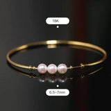 AAA+ 7mm Akoya Pearl Strand Bangles - 18K Yellow Gold Etsy