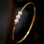 AAA+ 7mm Akoya Pearl Strand Bangles - 18K Yellow Gold Etsy