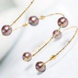 AAA+ Pink Purple Pearl Strand Bracelet - 18K Yellow Gold Etsy