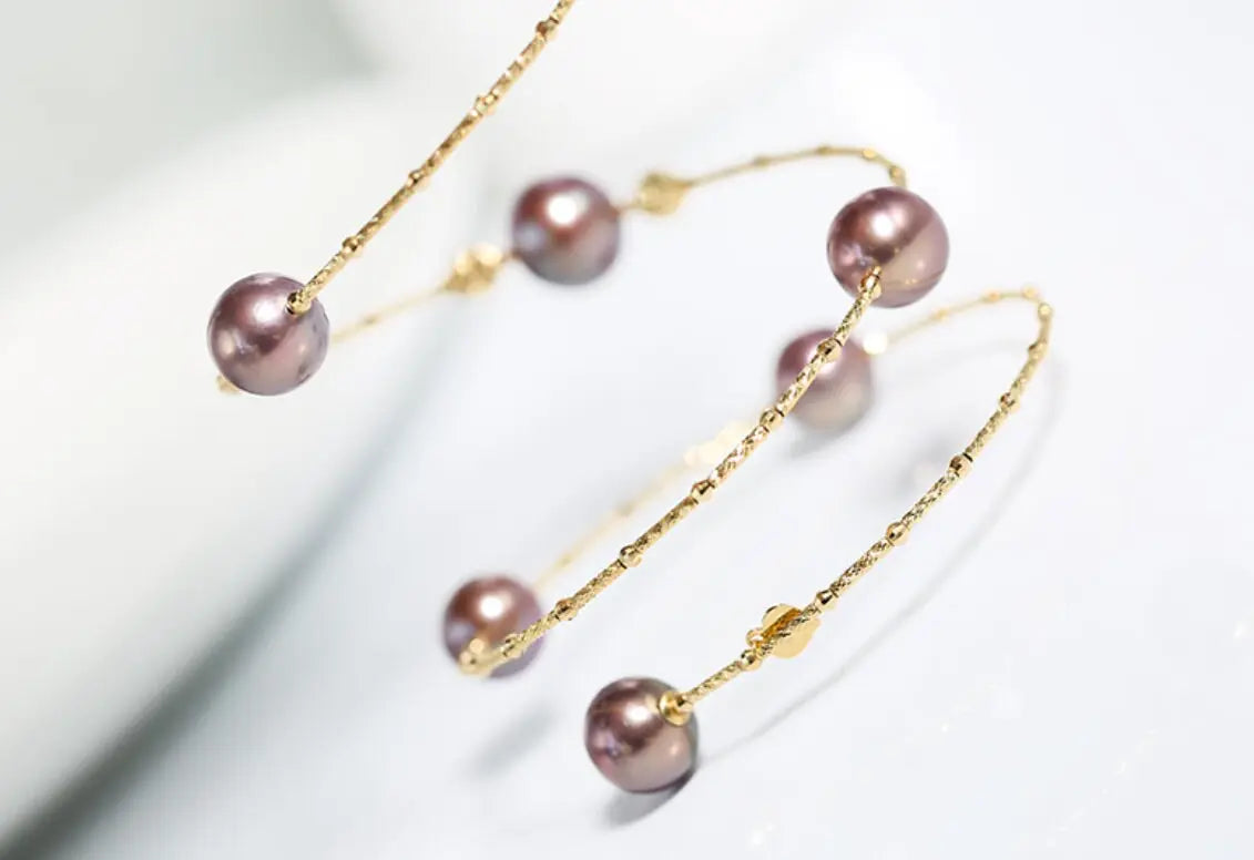 AAA+ Pink Purple Pearl Strand Bracelet - 18K Yellow Gold Etsy