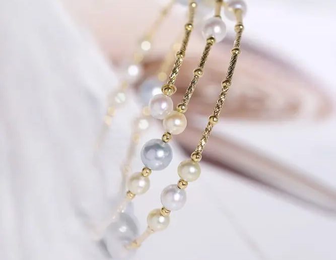 AAA+ 9mm Tahitian Peacock Green Pearl Strand Bangles - 18K Yellow Gold Etsy
