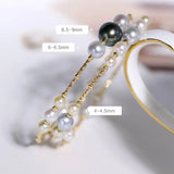 AAA+ 9mm Tahitian Peacock Green Pearl Strand Bangles - 18K Yellow Gold Etsy