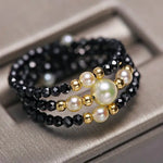 Natural Akoya Pearl & Black Spinel Handmade 18K  Yellow Gold Akoya Pearl Ring, Seawater Pearl Black Spinel Ring, Beaded Ring Etsy