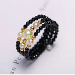 Natural Akoya Pearl & Black Spinel Handmade 18K  Yellow Gold Akoya Pearl Ring, Seawater Pearl Black Spinel Ring, Beaded Ring Etsy