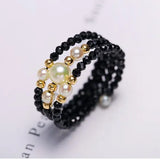 Natural Akoya Pearl & Black Spinel Handmade 18K  Yellow Gold Akoya Pearl Ring, Seawater Pearl Black Spinel Ring, Beaded Ring Etsy