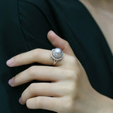 5A+ Natural South Sea White Pearl Flower Ring, 925 Silver White Pearl Ring, Open Ring, Valentine's Day Gift Idea, Cluster Ring, Carved Ring Etsy