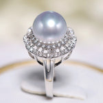 5A+ Natural South Sea White Pearl Flower Ring, 925 Silver White Pearl Ring, Open Ring, Valentine's Day Gift Idea, Cluster Ring, Carved Ring Etsy