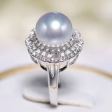 5A+ Natural South Sea White Pearl Flower Ring, 925 Silver White Pearl Ring, Open Ring, Valentine's Day Gift Idea, Cluster Ring, Carved Ring Etsy