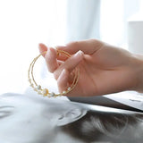 5A+ Natural Akoya Pearl 5-9mm Handmade 18K Yellow  Gold Madama Bracelets, Seawater Pearl, Gift for Her, Golden Pearl, Gift Idea Etsy