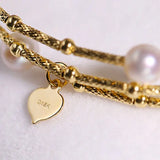 5A+ Natural Akoya Pearl 5-9mm Handmade 18K Yellow  Gold Madama Bracelets, Seawater Pearl, Gift for Her, Golden Pearl, Gift Idea Etsy