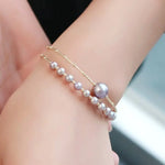 4.5-10mm Natural Pink Purple High Luster Pearl Handmade 18k  Yellow Gold Beaded Pearl Bracelets, Rose Pink Pearl Bracelets, Gift Idea Etsy