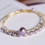 4.5-10mm Natural Pink Purple High Luster Pearl Handmade 18k  Yellow Gold Beaded Pearl Bracelets, Rose Pink Pearl Bracelets, Gift Idea Etsy