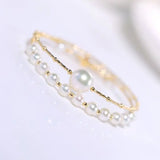 4.5-10mm Natural High Luster White Pearl Handmade 18k  Yellow Gold Beaded Pearl Bracelets, Rose Pink Pearl Bracelets, Gift Idea Etsy