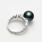 12mm Natural Tahiti Pearl Silver 925 Ring, Valentine's Day Gift Idea, Seawater Pearl, Granulation Ring, Peacock Green Pearl Ring, Hollow Out Etsy