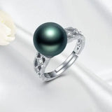 12mm Natural Tahiti Pearl Silver 925 Ring, Valentine's Day Gift Idea, Seawater Pearl, Granulation Ring, Peacock Green Pearl Ring, Hollow Out Etsy