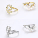 925 Silver White Pearl CZ Diamond Ring - Open Cluster Crown Design Etsy