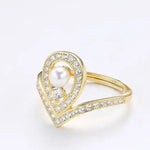 925 Silver White Pearl CZ Diamond Ring - Open Cluster Crown Design Etsy