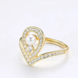 925 Silver White Pearl CZ Diamond Ring - Open Cluster Crown Design Etsy