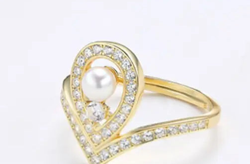 925 Silver White Pearl CZ Diamond Ring - Open Cluster Crown Design Etsy