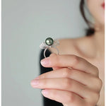 Hollow Out Desgin Tahitian Peacock Green Pearl 18k Ring, 18K Solid White Gold Ring, Carved Ring, Valentine's Day Gift Idea for Her Etsy