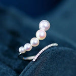 Akoya Pearl  Diamond Ring - 18K Yellow Gold White Pink Pearl Etsy